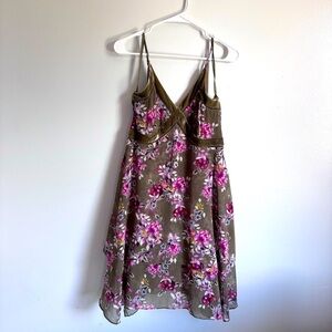 NWOT White House Black House Dress Size 12 Green Velvet Trim Floral Coquette